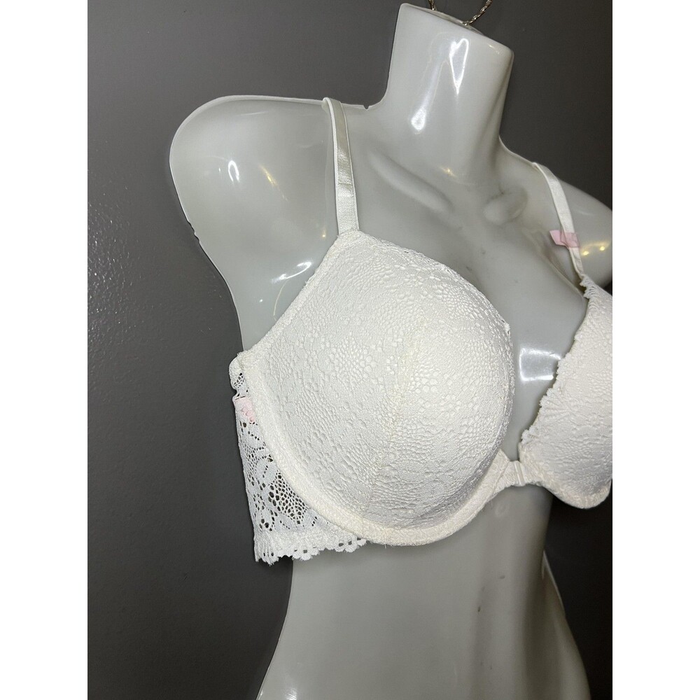 Victoria's Secret Bra Womens 38C White Lace Push Up Front Closure Crossback - Picture 2 of 10